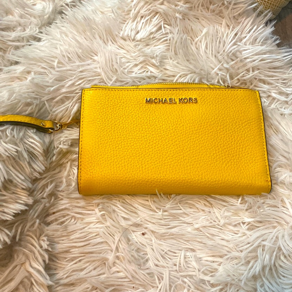 Yellow Michael Kors Snap Wristlet Wallet